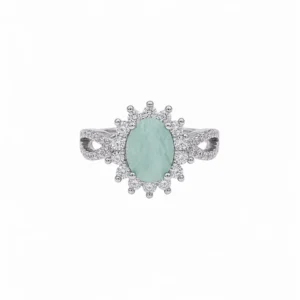 925 silver emerald blossom ring