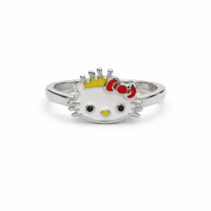 925 silver kitty enamel ring
