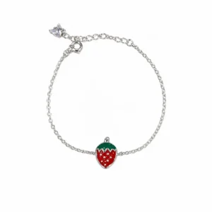 925 silver strawberry enamel bracelet