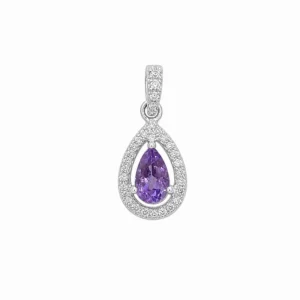 925 silver amethyst gemstone teardrop pendant