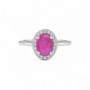 925 silver ruby halo ring