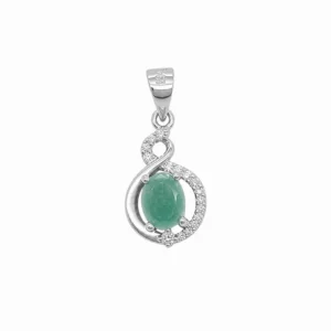 925 silver emerald gemstone swirl pendant