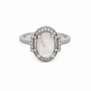 925 silver rock crystal halo ring
