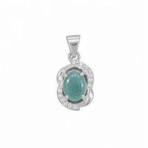 925 silver emerald gemstone twist pendant