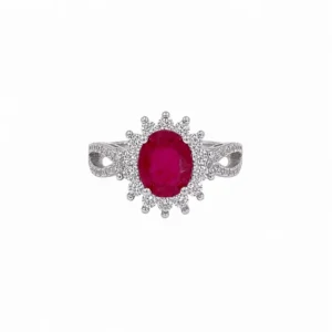 925 silver ruby blossom ring