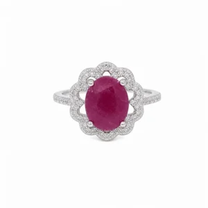 925 silver ruby rosette ring
