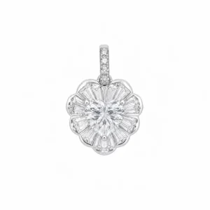 925 silver heart flower pendant