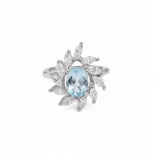925 silver aquamarine laurel ring