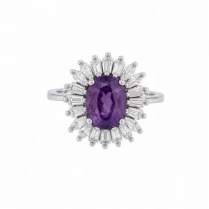 925 silver amethyst sunburst ring