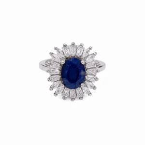 925 silver sapphire crown ring