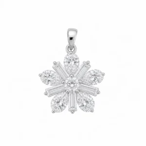 925 silver floral stone pendant