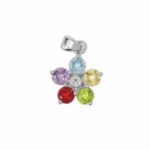 925 silver multicolor flower pendant