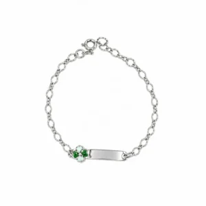 925 silver clover charm id bracelet