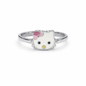 925 silver cute kitty face ring