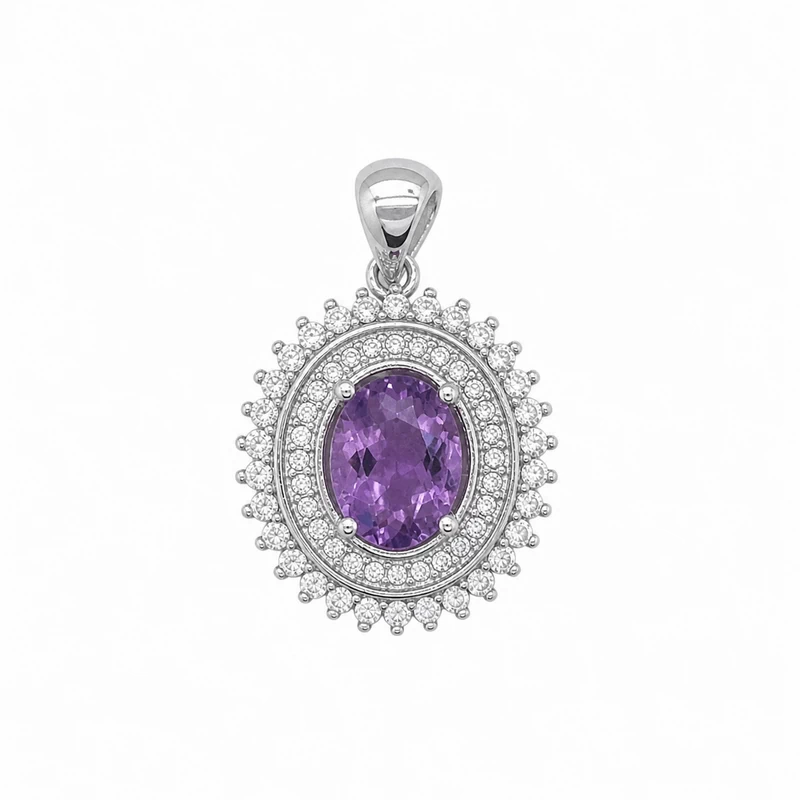 925 silver amethyst gemstone halo pendant 925 silver amethyst gemstone halo pendant