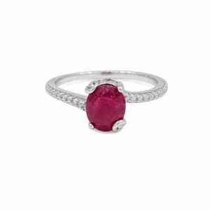 925 silver ruby with zircon ring