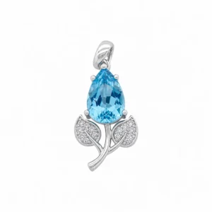 925 silver blue flower pendant