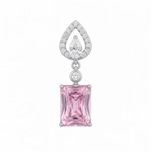 925 silver pink stone pendant