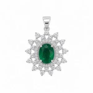 925 silver emerald halo pendant