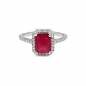 925 silver ruby halo ring