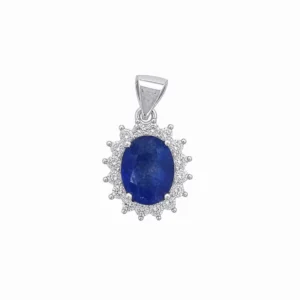 925 silver sapphire gemstone halo pendant