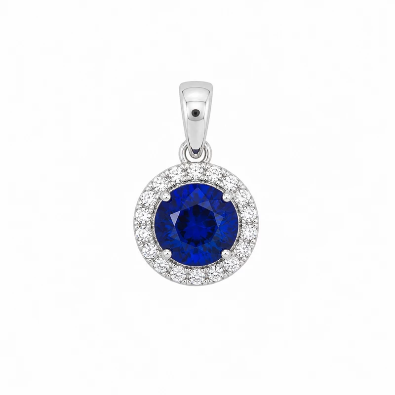 925 silver blue halo pendant 925 silver blue halo pendant