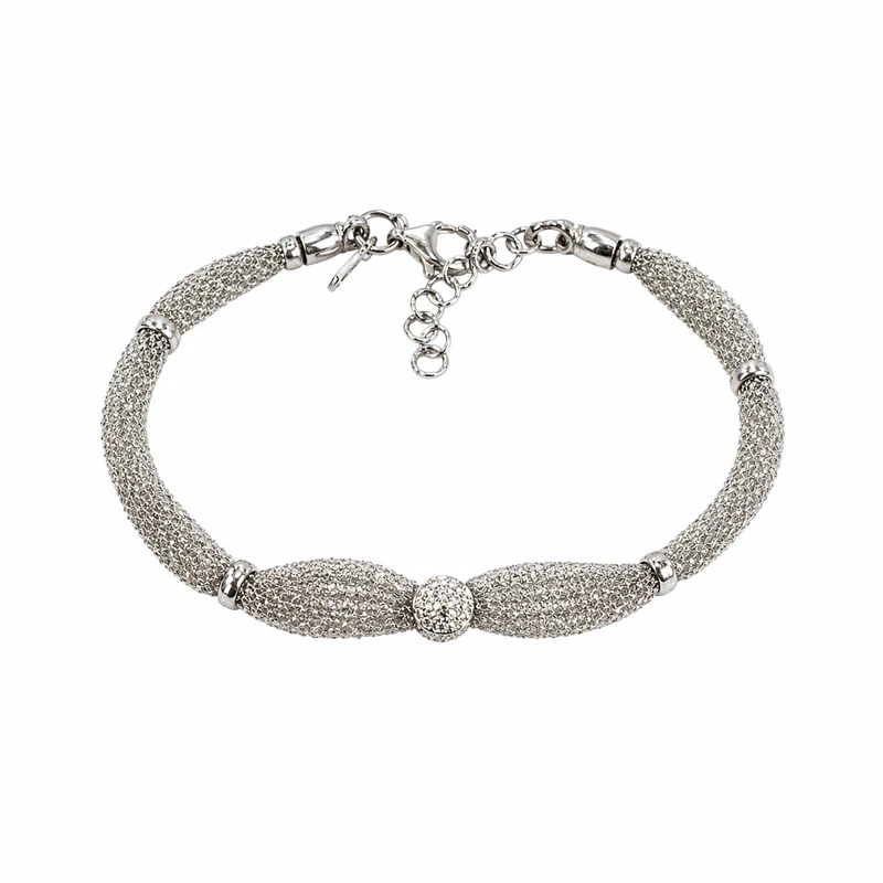 925 silver italian mesh pavé center bracelet 925 silver italian mesh pavé center bracelet