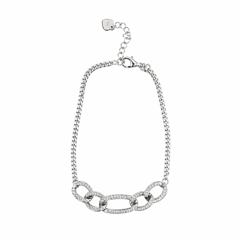 925 silver italian link pavé chain bracelet 925 silver italian link pavé chain bracelet
