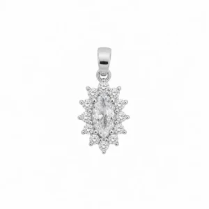 925 silver marquise halo pendant