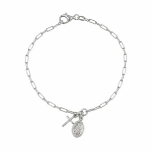 925 silver italian cross & medallion charm bracelet