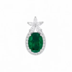 925 silver green halo pendant