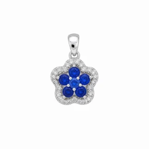 925 silver blue flower pendant