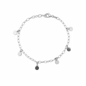 925 silver disc charm chain bracelet