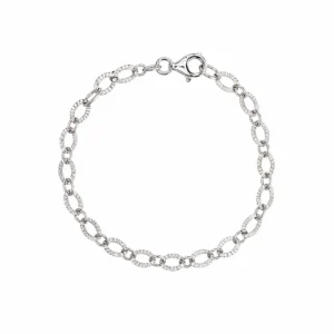 925 silver italian textured oval link bracelet