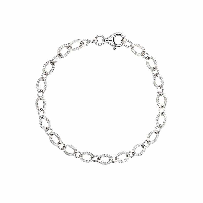 925 silver italian textured oval link bracelet 925 silver italian textured oval link bracelet