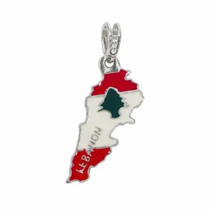 925 silver lebanon map pendant with lebanese flag