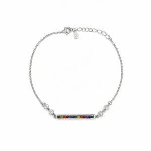 925 silver rainbow bar zircon bracelet