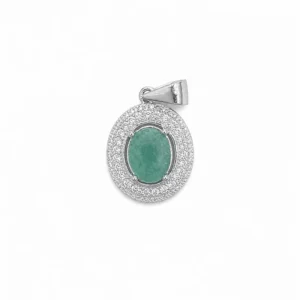 925 silver emerald gemstone halo pendant