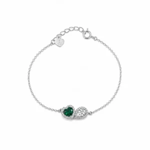 925 silver double heart zircon bracelet