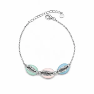 925 silver pastel shell charm bracelet