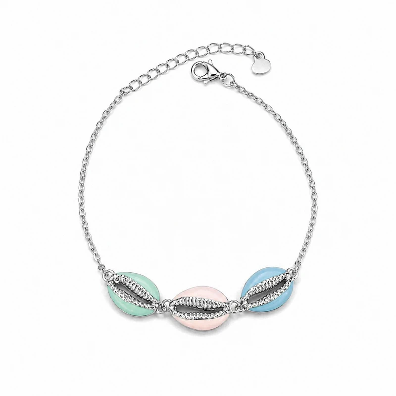 925 silver pastel shell charm bracelet 925 silver pastel shell charm bracelet