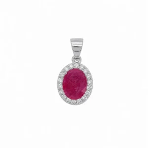 925 silver ruby gemstone halo pendant