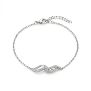 925 silver infinity wave zircon bracelet