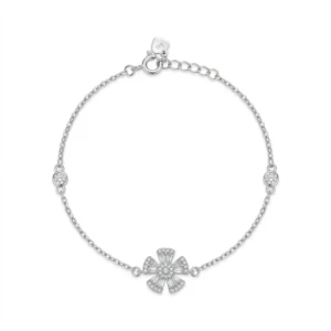 925 silver floral zircon bracelet