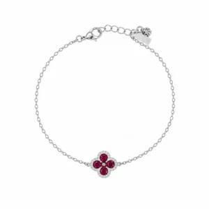 925 silver red floral zircon bracelet