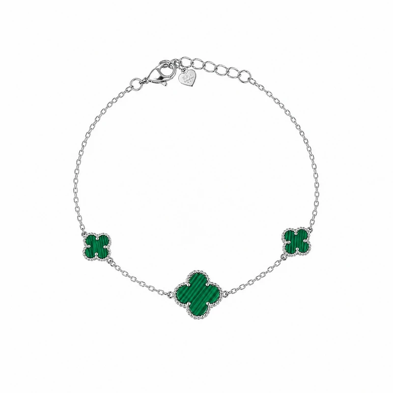 925 silver green clover zircon bracelet 925 silver green clover zircon bracelet