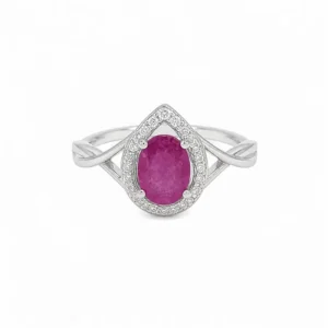 925 silver ruby halo ring