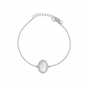 925 silver oval mother of pearl zircon bracelet
