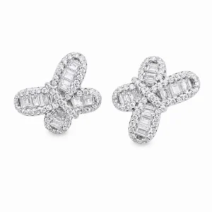 925 silver baguette butterfly stud earrings
