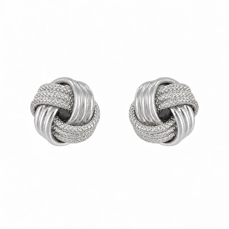 925 silver pavé knot stud earrings 925 silver pavé knot stud earrings